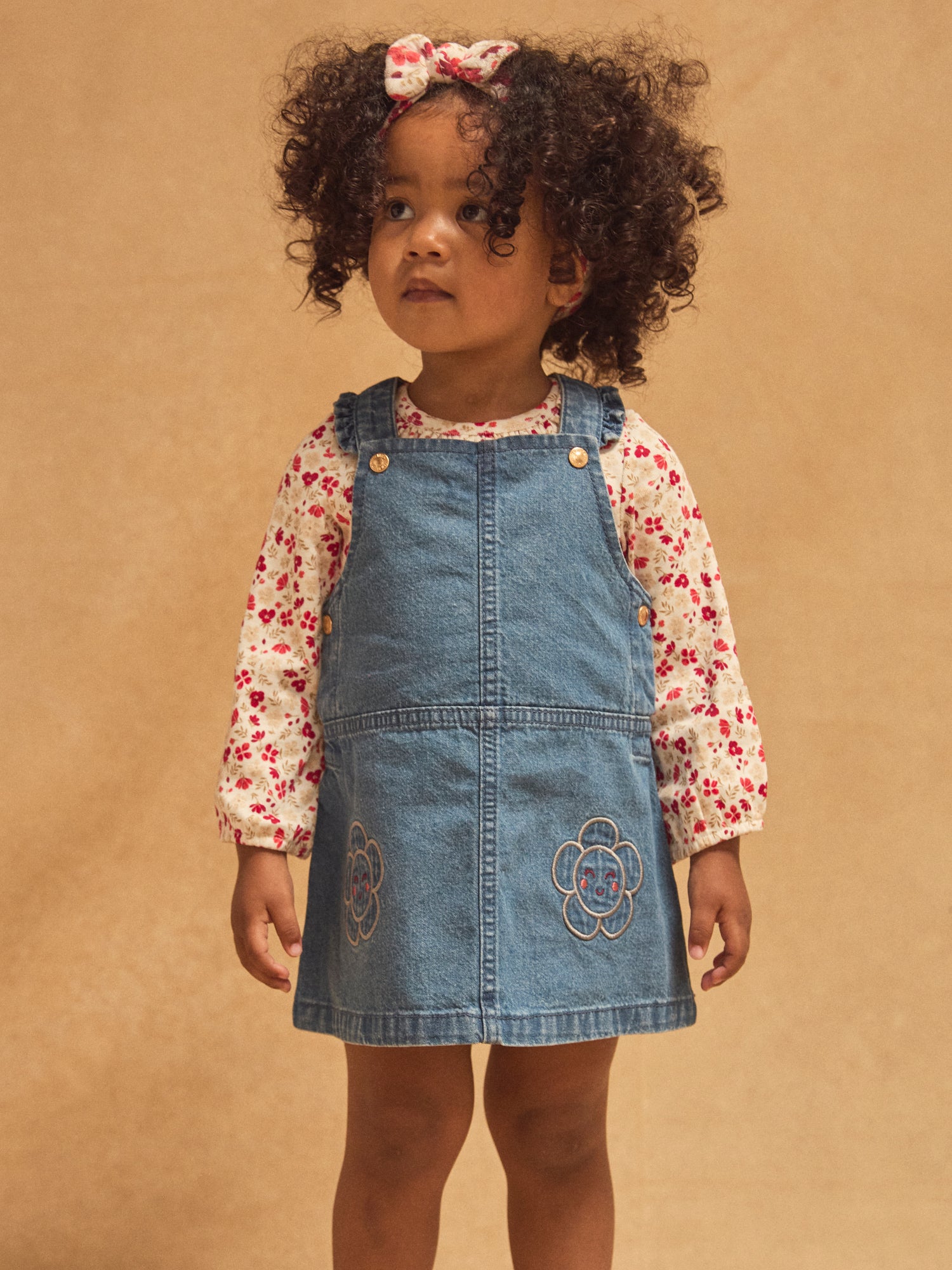 Ensemble body imprimé fleuri et chasuble en jean Bébé Fille