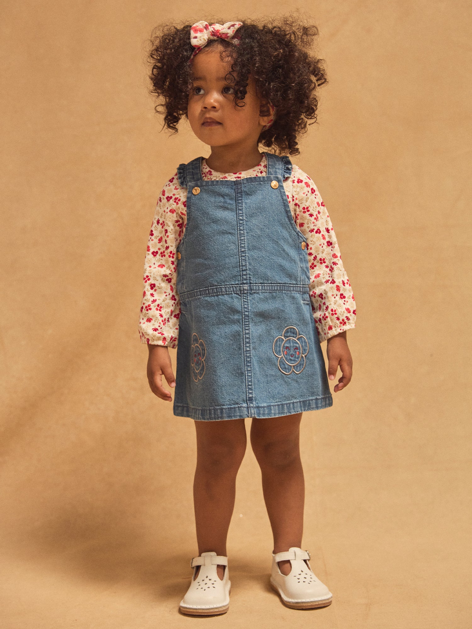 Ensemble body imprimé fleuri et chasuble en jean Bébé Fille