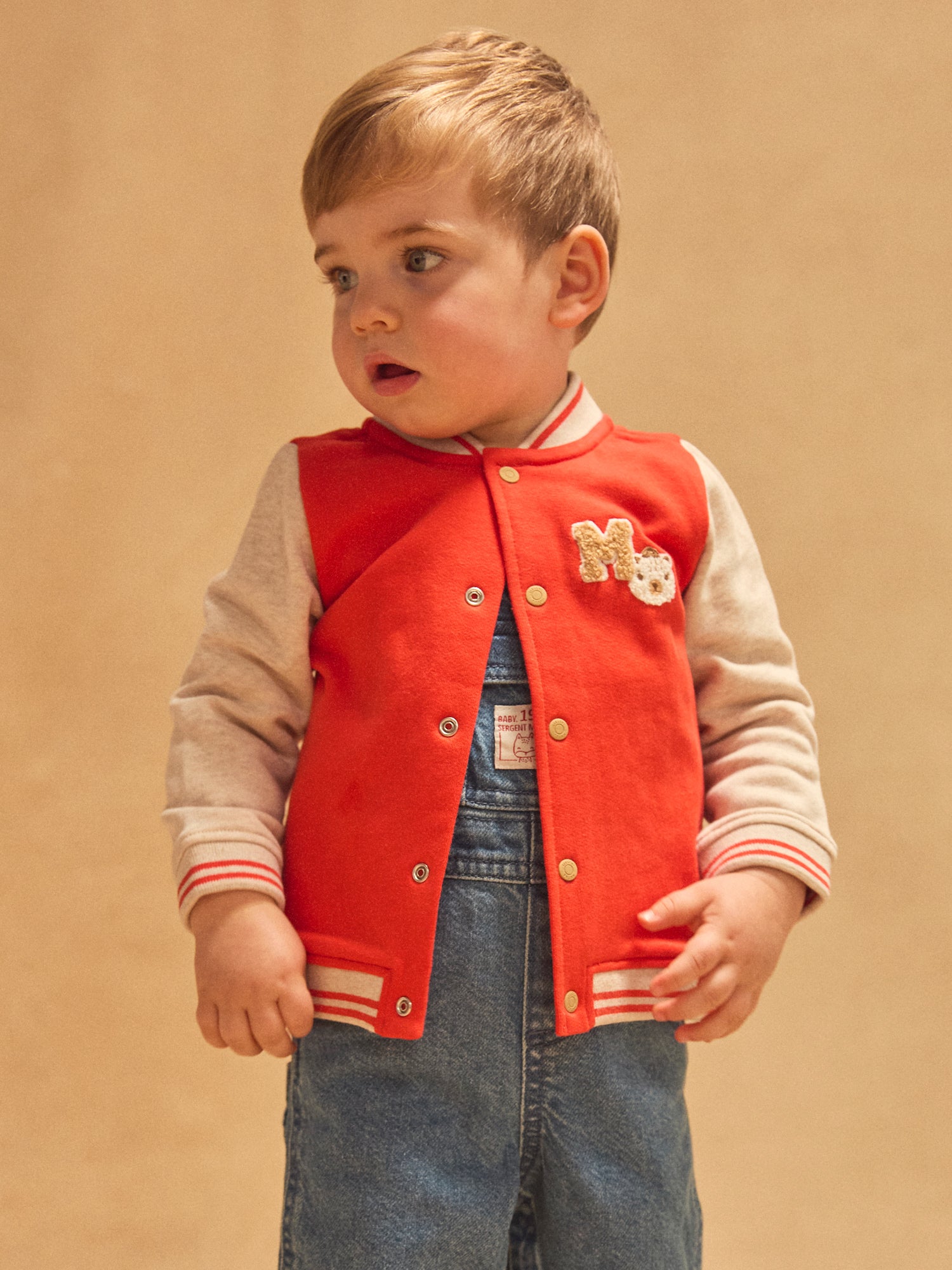 Veste Teddy rouge et écru Bébé Garçon