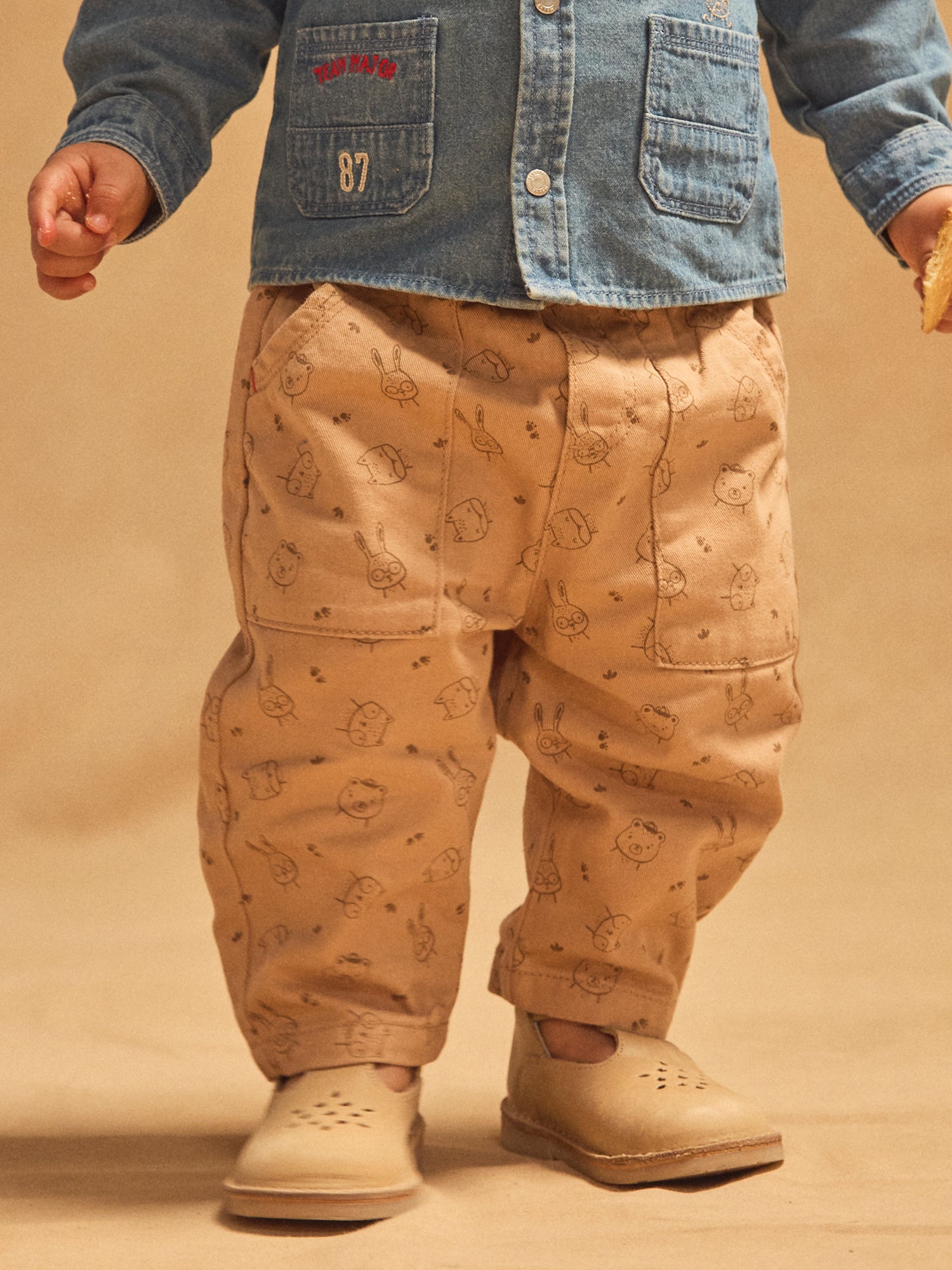 Pantalon marron clair imprimé animaux Bébé Garçon