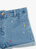 Short en jean bleu à motif fleurs FLESHOETTE / 23E2PFS1SHOP272
