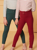 Lot de 2 leggings vert et rouge LIRIBETTE 2 / 24H2PF91LGG618