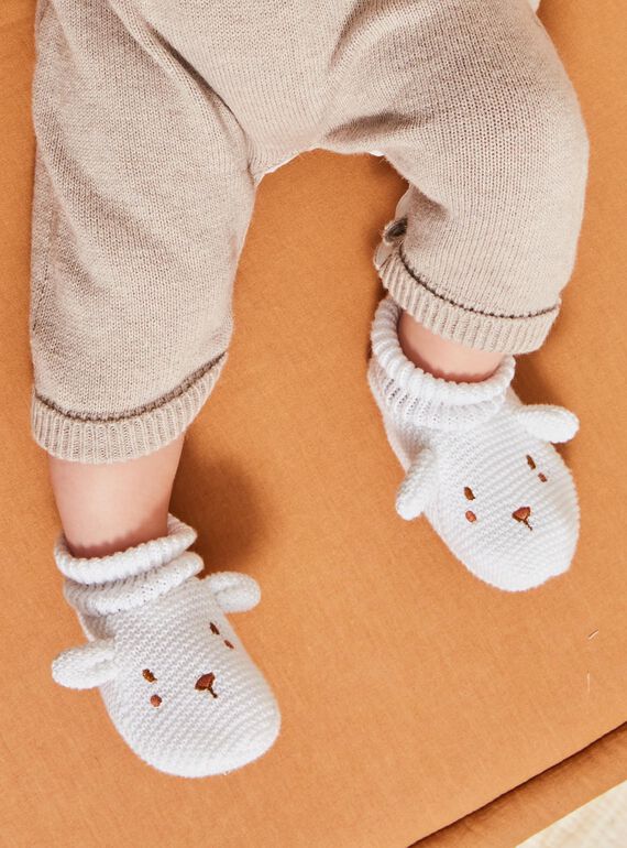 Chaussons de naissance en cachemire blanc pour bébé - Omi
