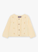 Cardigan en tricot ajouré et torsadé jaune pastel FABONNY / 23E1BF81CAR114