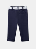 Pantalon bleu marine avec ceinture à imprimé fleuri LACLARA / 24H1BFJ1PAN070