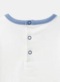 Body t-shirt écru et bleu clair à motifs tramway et animaux LADULIO / 24H1BGJ1BOD001