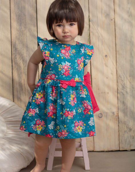 Robe Et Bloomer Bleu Canard Imprime Fleurs Et Koalas Bebe Fille Robe Bebe Sergentmajor