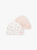 2 bonnets de naissance écru et rose en coton LOREEN / 24H0AF11BNA001