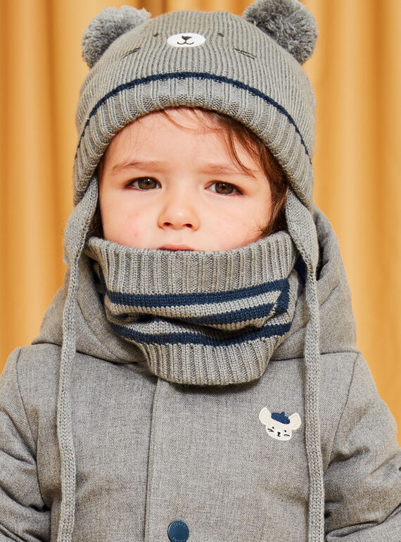 Ensemble bonnet + snood en tricot rayés pour bébé garçon