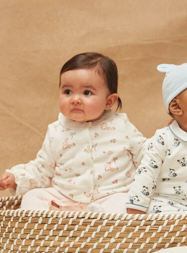 Lot de 3 pyjamas bébé en jersey ouverture zippée BASICS - lot ivoire, Bébé