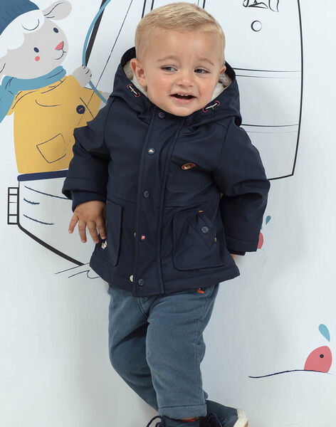 Doudoune Reversible A Capuche Bleu Marine Bebe Garcon Bonnet Echarpe Et Gant Bebe Sergentmajor