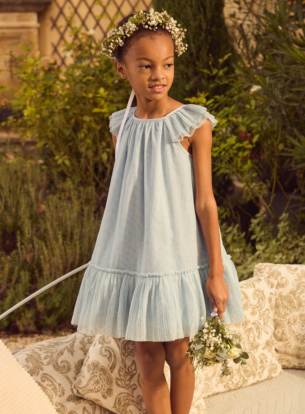 Sergent Major - Collection Cérémonie : Robe bleu ciel en tulle pailleté